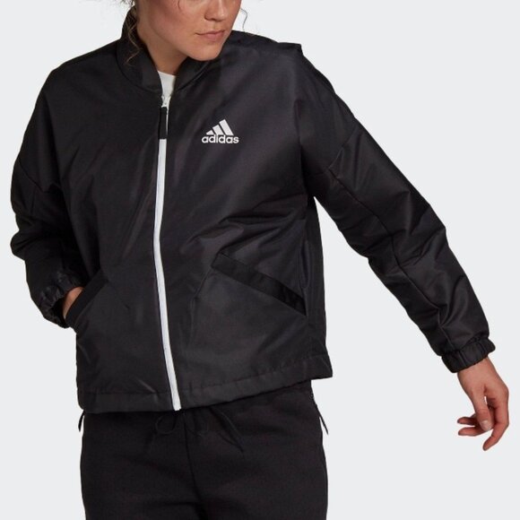 Adidas Back to Sport Light Insulated Zip Up Jacket Women's Chunky Three Stripe L - Picture 2 of 10